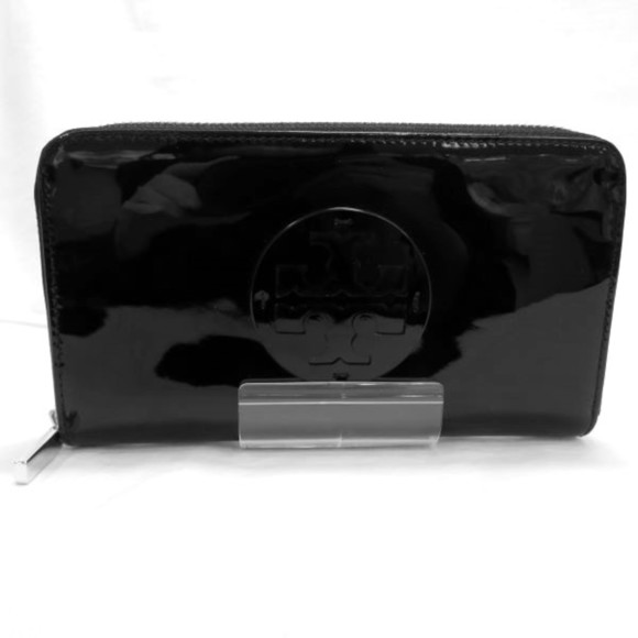 Tory Burch Handbags - TORY BURCH Black Patent Leather Round Zipper Wallet Long Unisex